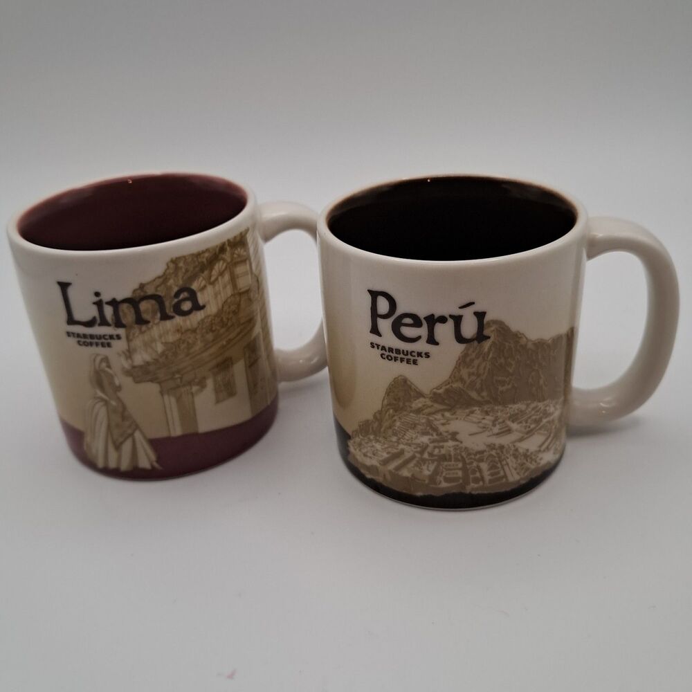 Starbucks Peru & Lima 3 Oz Demitasse Espresso Shot Mini Coffee Mug Lot 2013